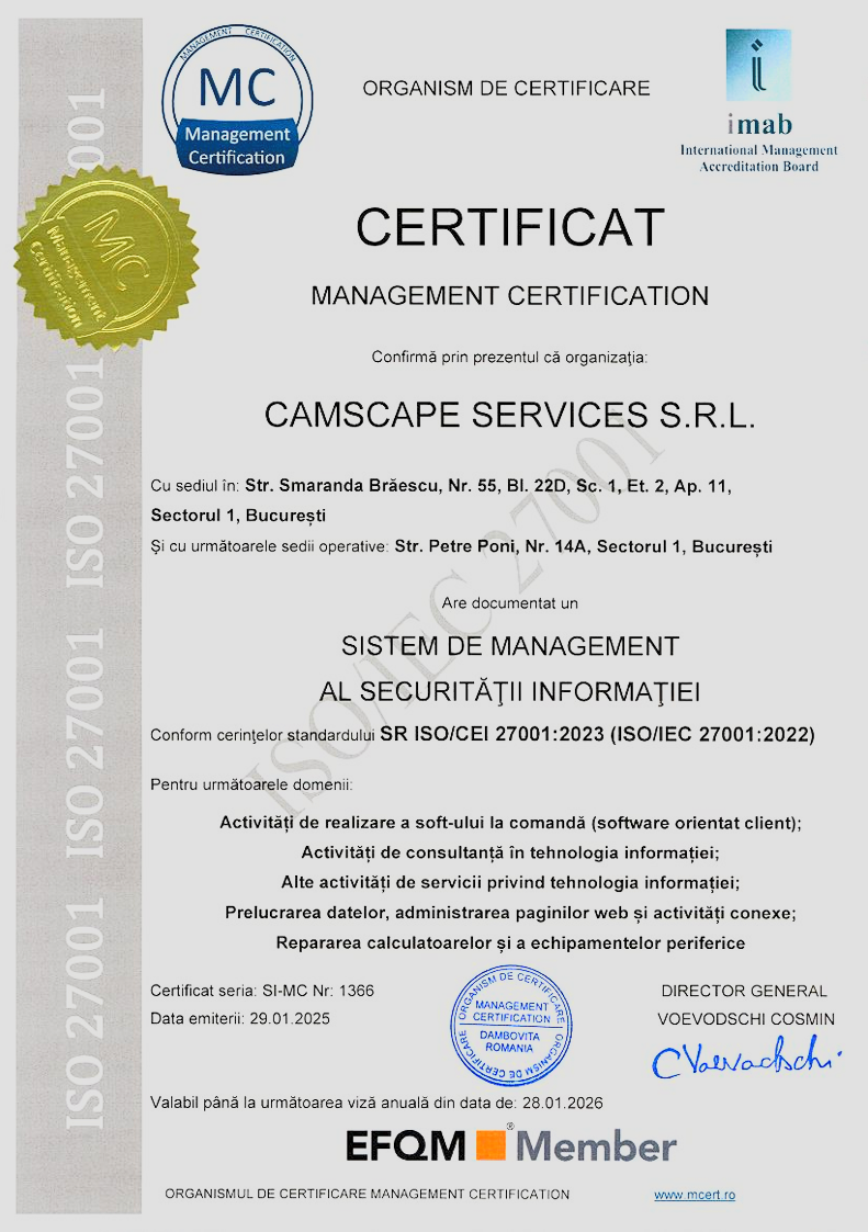 camscape iso 27001, securitatea informatiei