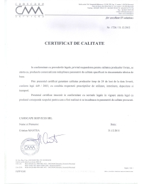 camscape certificat de calitate