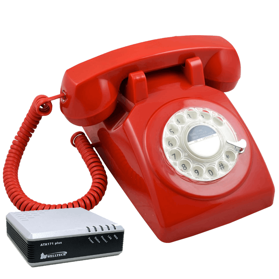 Telefon clasic cu disc (Retro 1970) rosu